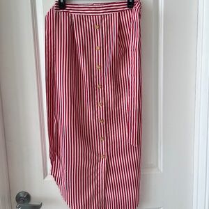 Red & White Striped Button-Down Skirt – Deja Bleu Premium (S)